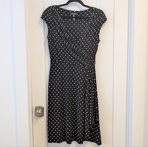 Lauren Ralph Lauren Polka Dot Dress Faux Wrap